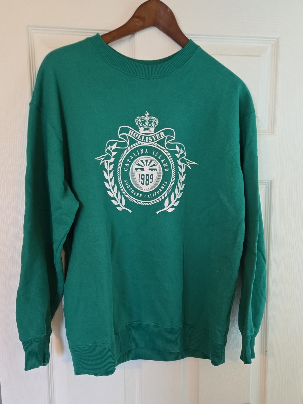 Hollister Green Crewneck Sweatshirt with White Crest